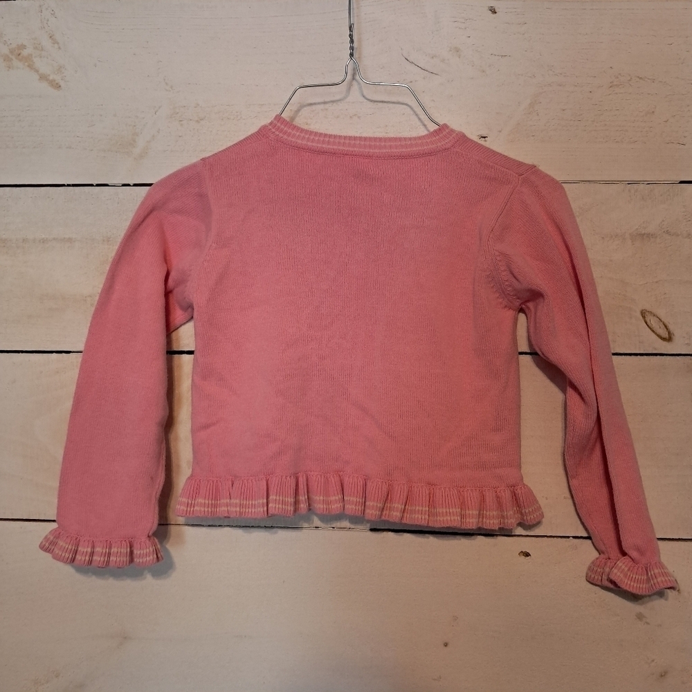 April Cornell Girls Size 6 Pink Watermelon Cardigan Sweater Ruffle Bottom - Picture 2 of 7